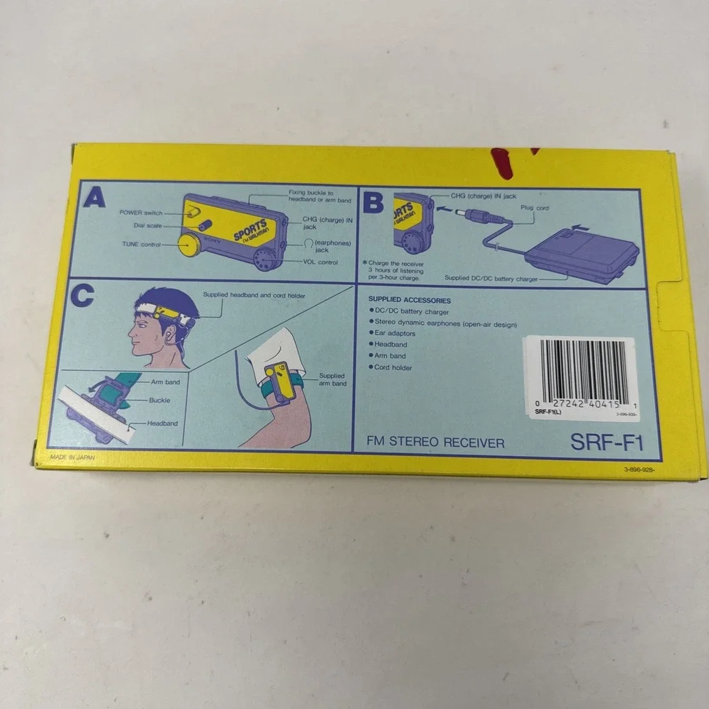 Sony Sports FM Walkman Sportsband SRF-F1 Water Resistant Complete In‎ Box New